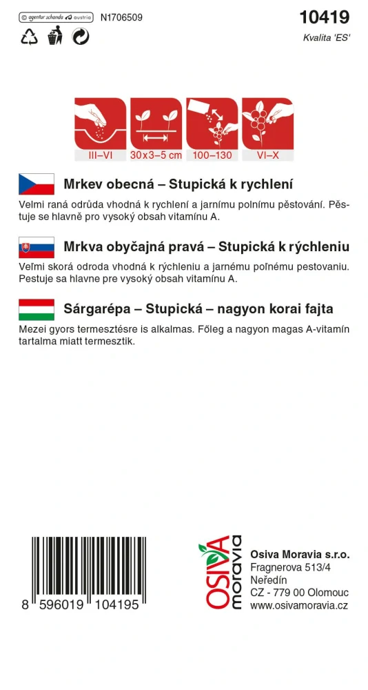 Mrkev velmi raná Stupická