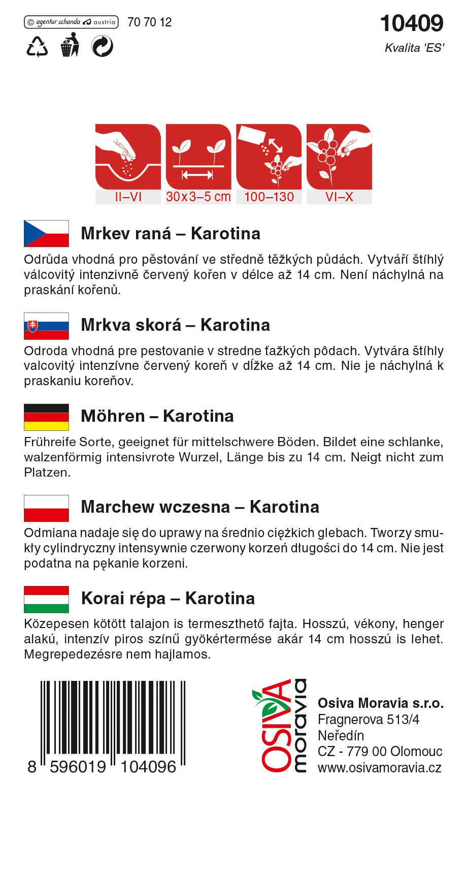 Mrkev karotka raná Karotina